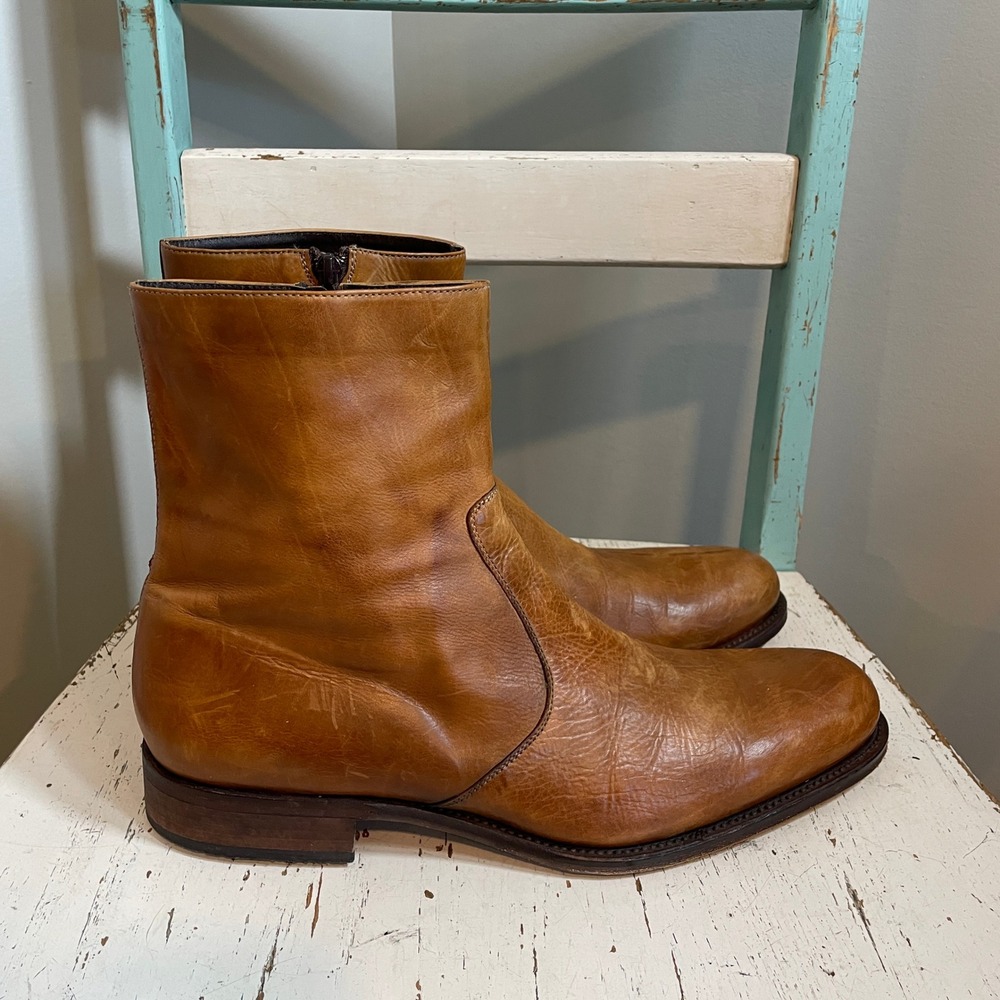 Magnanni Mens Tan Leather Side Zip Chelsea Boots Made in Spain 12695 Size 11.5 M